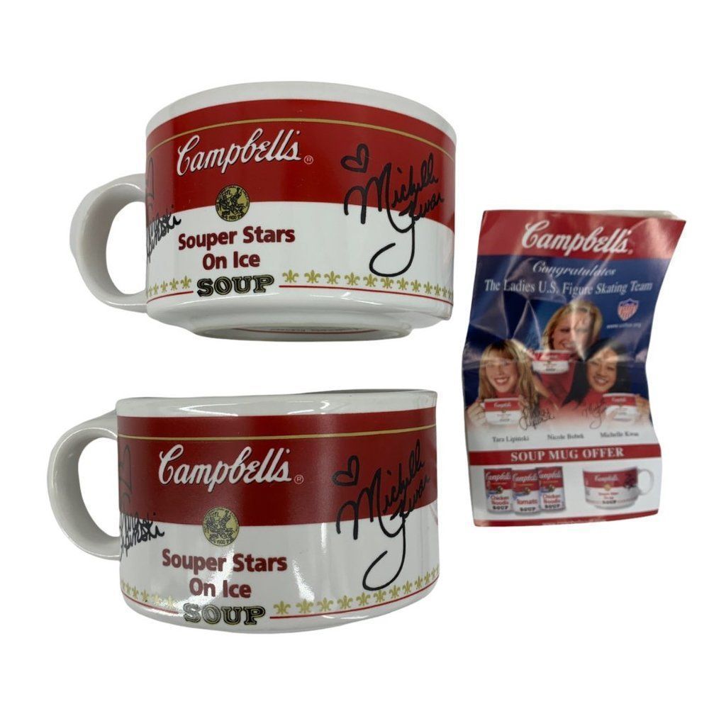 Lot of 2 Campbell's Souper Cups 1998 Olympic 0824 Figure Skater Stars on Ice
